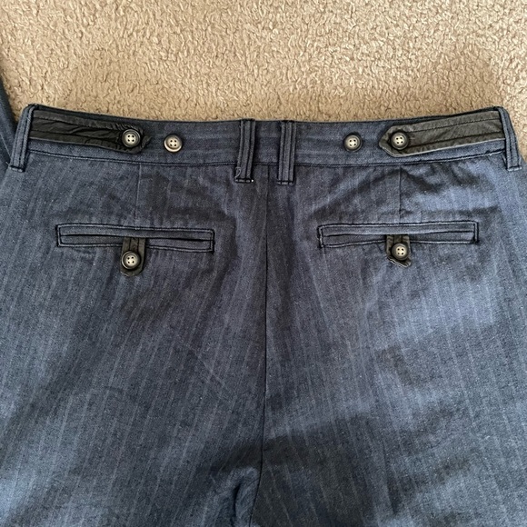 Men’s Brooklyn Industries Dark Blue Striped Pants with Leather Accents, Size 34 - Picture 7 of 12